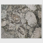 Zwart en grijs steenfragment cadeaupapier (Vlak)