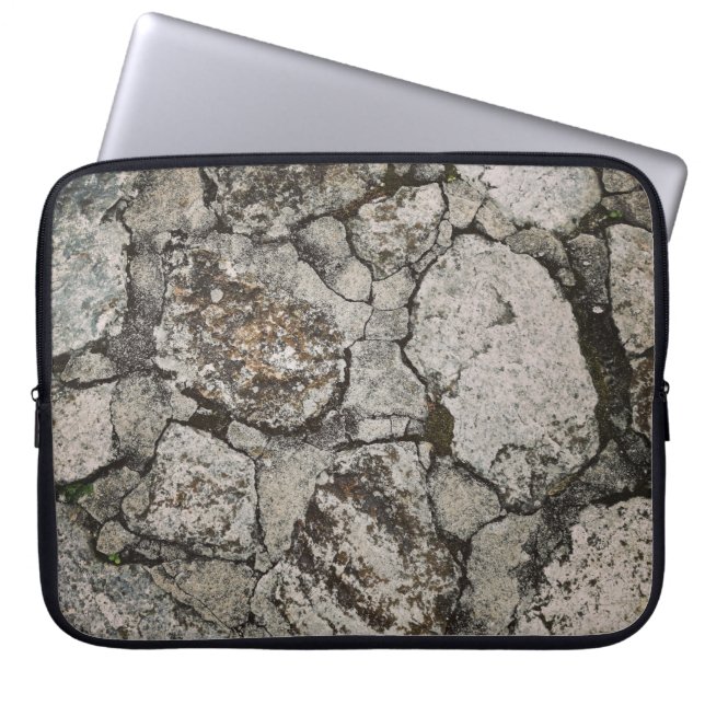 Zwart en grijs steenfragment laptop sleeve (Voorkant)