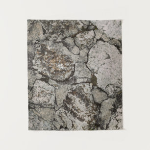 Zwart en grijs steenfragment wandkleed