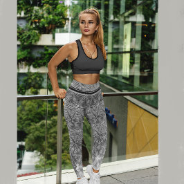 Zwart en Grijs Sterpatroon Leggings