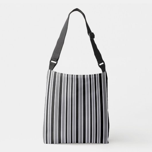Zwart en grijs strips crossbody tas (Voorkant)