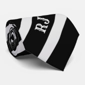 Zwart en grijs Stropdas met monogram (Opgerold)