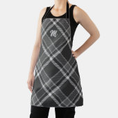 Zwart en grijs Tartan geplakt met monogram Schort (Insitu)
