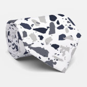 Zwart en Grijs Terrazzo Abstract Stropdas (Opgerold)
