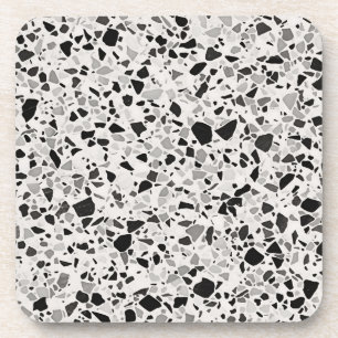 Zwart en grijs Terrazzo Patroon Bier Onderzetter