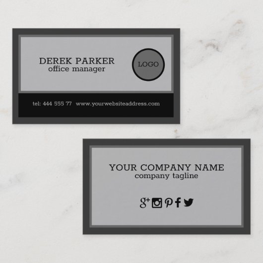 Zwart en grijs tinten visitekaartje (Voorkant / Achterkant)