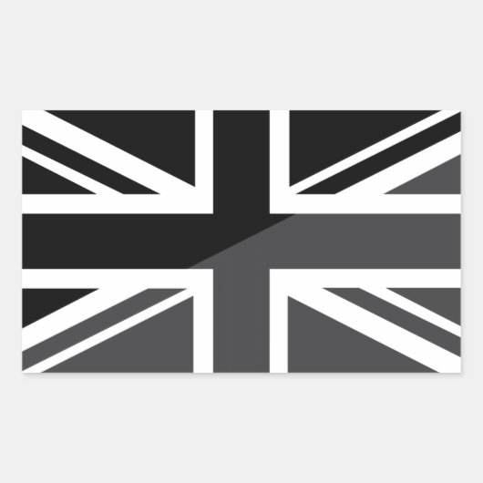 Zwart en grijs Union Jack Britse (UK) vlag Rechthoekige Sticker (Voorkant)