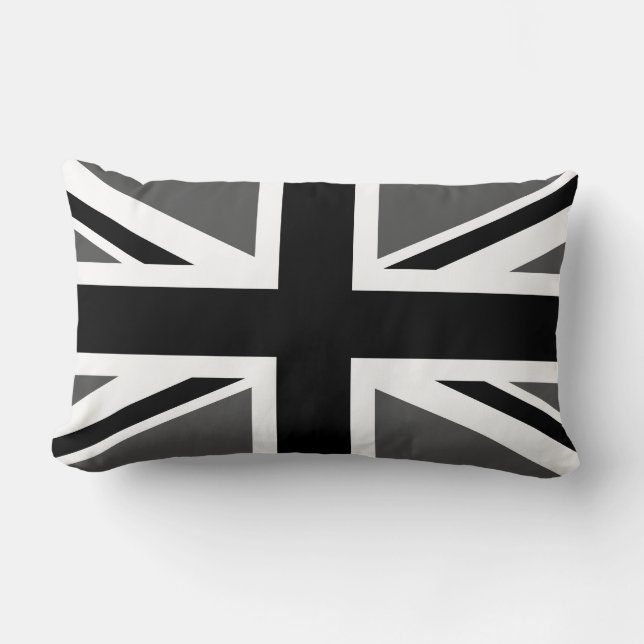 Zwart en grijs Union Jack Kussen (Voorkant)