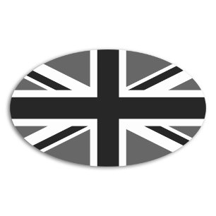 Zwart en grijs Union Jack Ovale Sticker