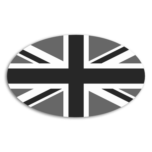 Zwart en grijs Union Jack Ovale Sticker