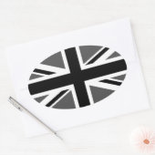 Zwart en grijs Union Jack Ovale Sticker (Envelop)
