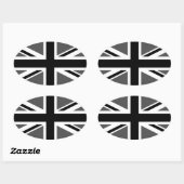 Zwart en grijs Union Jack Ovale Sticker (Vel)