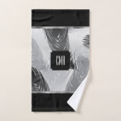 Zwart en grijs Ventilatorpatroon met monogram Bad Handdoek (Handdoek)