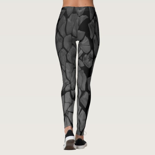 Zwart en grijs verbrijzeld glas leggings (Achterkant)