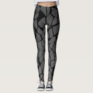 Zwart en grijs verbrijzeld glas leggings