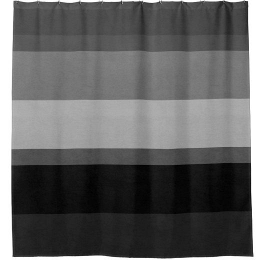 Zwart en grijs verfijnd gestreepte douchegordijn (Voorkant)