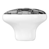 Zwart en grijs vierkant stadsslaapkamerontwerp keramische knop (Zijkant)