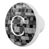 Zwart en grijs vierkant stadsslaapkamerontwerp keramische knop (Rechts)