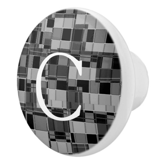 Zwart en grijs vierkant stadsslaapkamerontwerp keramische knop (Rechts)