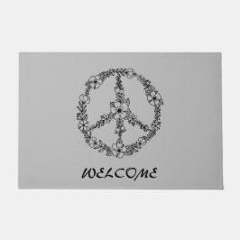 Zwart en grijs vredesbord welkom deurmat
