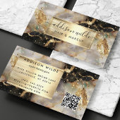 Zwart en grijs Waterverf Faux Gold Foil Visitekaartje