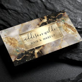 Zwart en grijs Waterverf Faux Gold Foil Visitekaartje