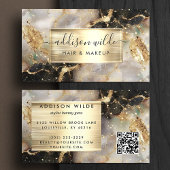 Zwart en grijs Waterverf Faux Gold Foil Visitekaartje