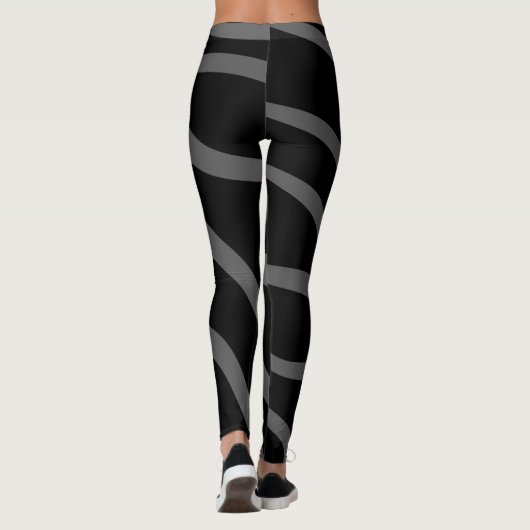 Zwart en grijs zebra printpatroon leggings (Achterkant)