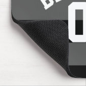 Zwart en grijs zilver Rugby Stripes Name Number Muismat (Hoek)