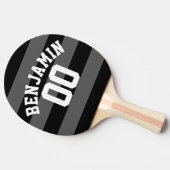 Zwart en grijs zilver Rugby Stripes Name Number Tafeltennisbatje (Zijkant)