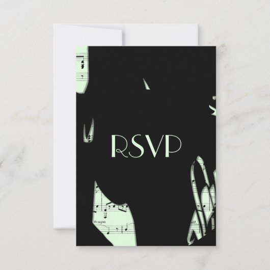 Zwart en Groen Abstract Muziek RSVP met Menu Keuze (Achterkant)
