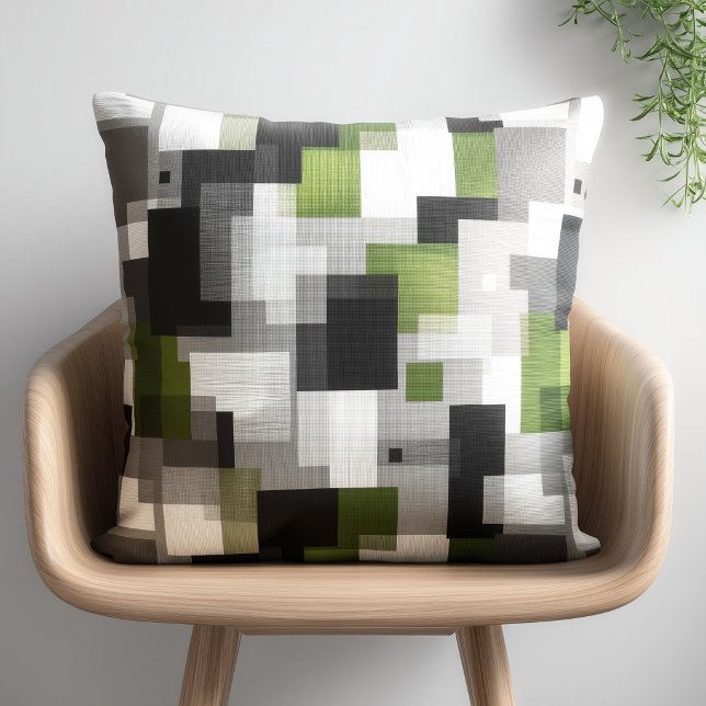 Zwart en groen abstract patroon kussen (Creator heeft geüpload)