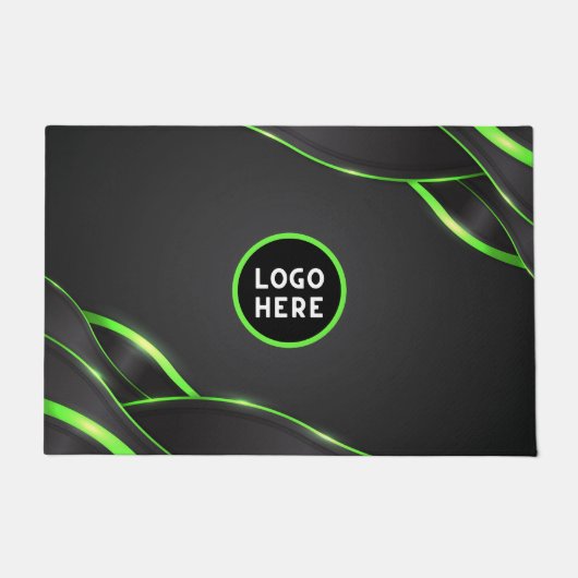 Zwart en groen Abstract vloeistofontwerp | Logo to Deurmat (Voorkant)