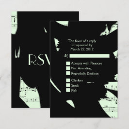 Zwart en Groen Abstracte Muziek RSVP met Menu Keuz