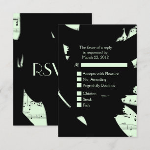 Zwart en Groen Abstracte Muziek RSVP met Menu Keuz
