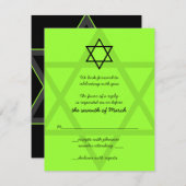 Zwart en Groen Bar Mitswa Reply Kaart (Voorkant / Achterkant)