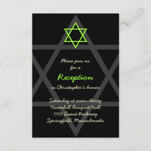 Zwart en groen Bar Mitzvah Receptie Insert Kaart