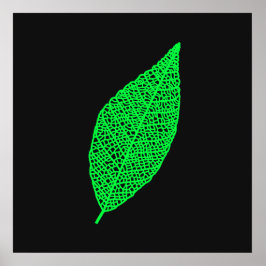 Zwart en groen blad skelet lijnkunst poster