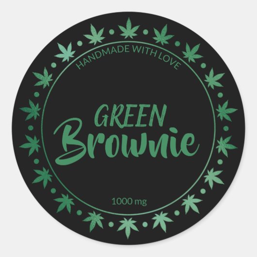 Zwart en Groen Brownie | Zelfgemaakt Edibles Label (Voorkant)
