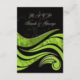 Zwart en groen bruiloft RSVP Standaard 3,5 x 5 Kaartje