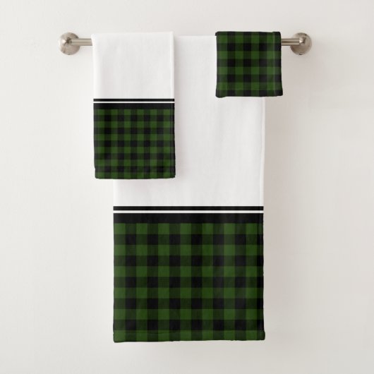 Zwart en groen buffelplaid bad handdoek (Insitu)