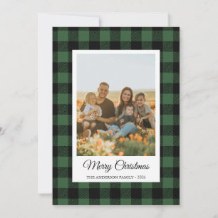 Zwart en groen buffelruitpatroon foto Kerstkaart