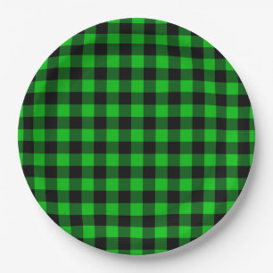 Zwart en Groen Check Paper Borden Modern Design Papieren Bordje