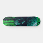 Zwart en groen computer code schedel #3 persoonlijk skateboard (Horizontaal)