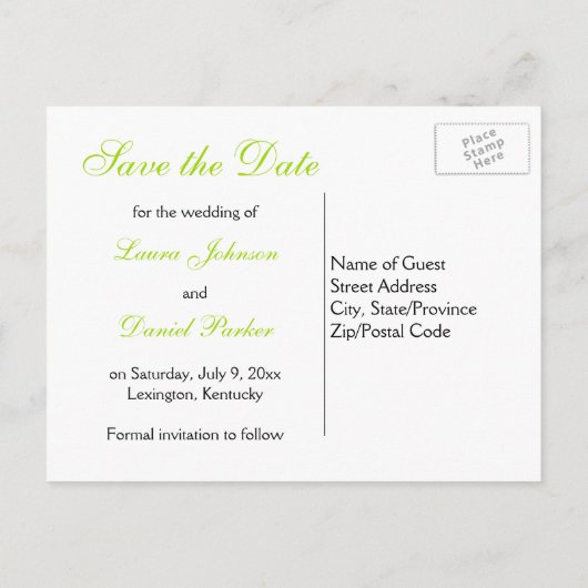 Zwart en Groen Damask Save the Date Briefkaart (Achterkant)