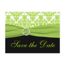 Zwart en Groen Damask Save the Date Briefkaart