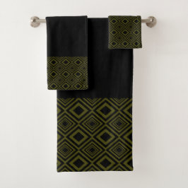 Zwart en groen diamantpatroon bad handdoek