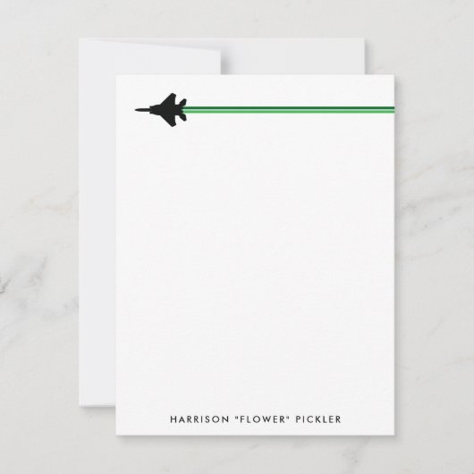 Zwart en groen F-15 Personal Stationery Notitiekaartje (Voorkant)