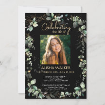 Zwart en groen Foliage Photo Memorial Service