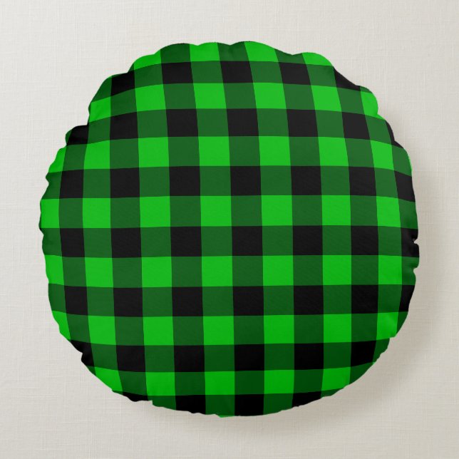 Zwart en groen geplakt rond kussen (Voorkant)